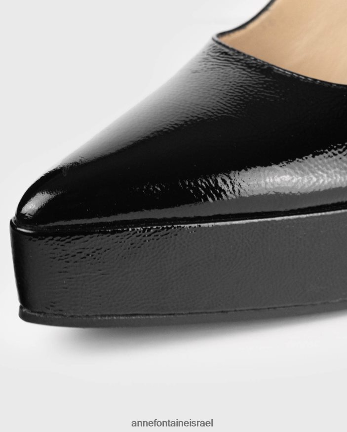 נעליים Anne Fontaine נעל עור לקט עקב אידיל עם עקב מוערם שָׁחוֹר נשים DL8V8L57