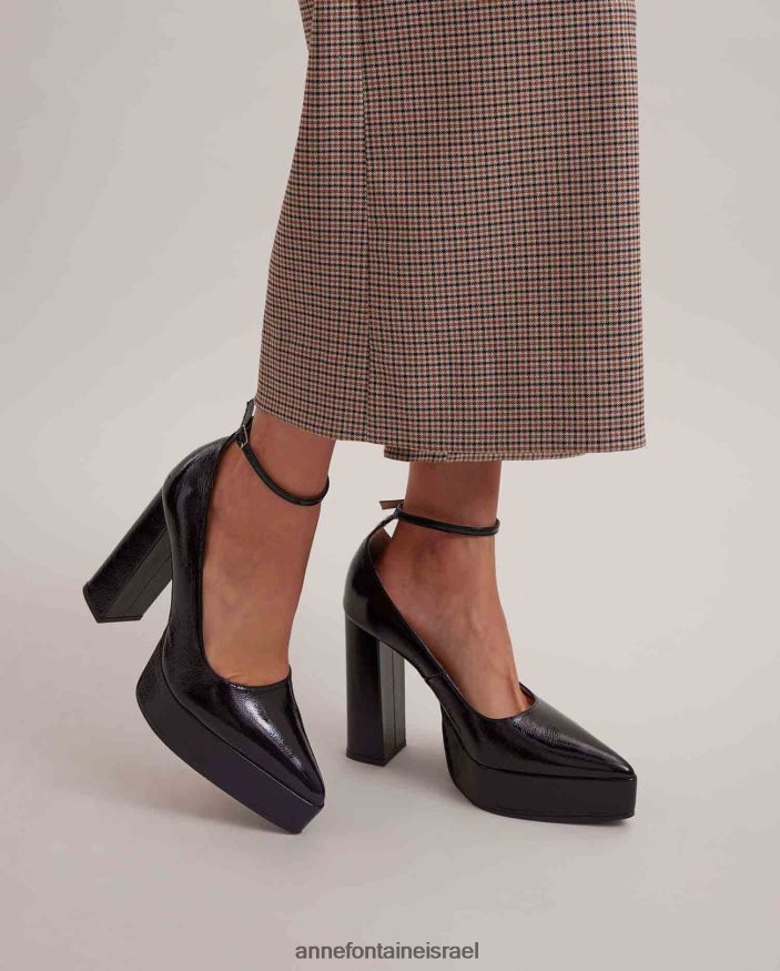 נעליים Anne Fontaine נעל עור לקט עקב אידיל עם עקב מוערם שָׁחוֹר נשים DL8V8L57