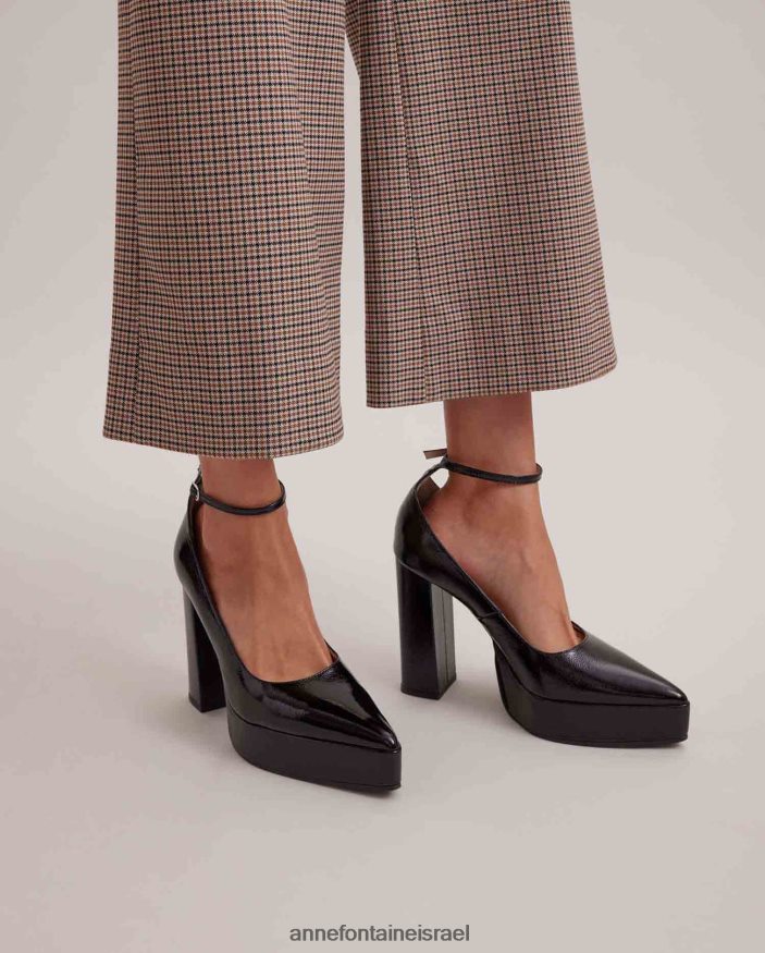 נעליים Anne Fontaine נעל עור לקט עקב אידיל עם עקב מוערם שָׁחוֹר נשים DL8V8L57