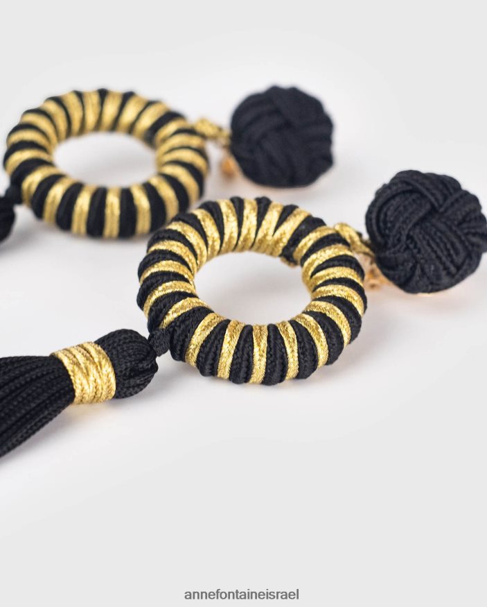 אביזרים Anne Fontaine עגילי ארנסט ועגילי ציצית מקושטים זהב שחור נשים DL8V8L582