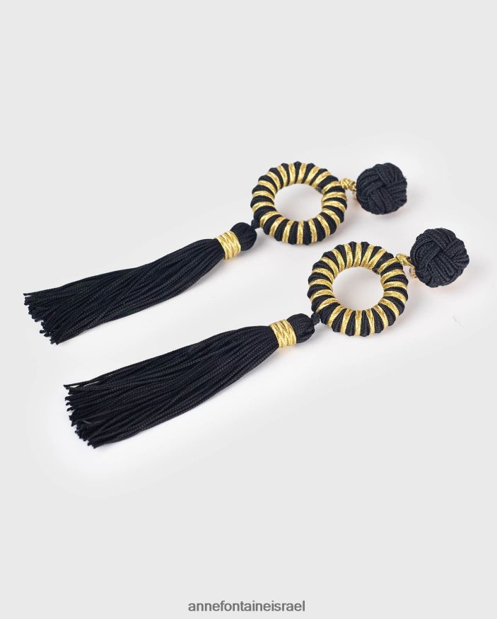 אביזרים Anne Fontaine עגילי ארנסט ועגילי ציצית מקושטים זהב שחור נשים DL8V8L582