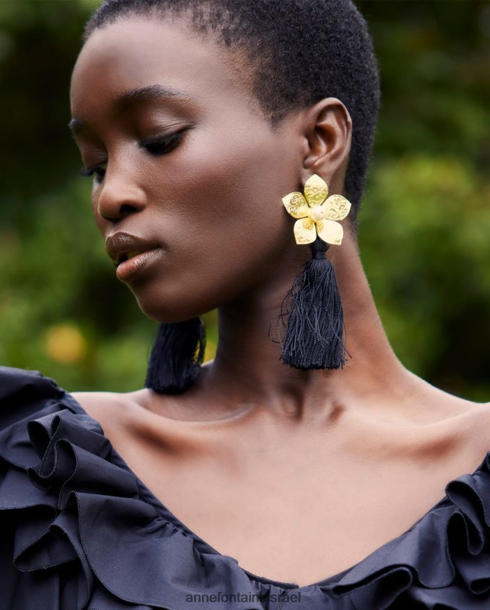 אביזרים Anne Fontaine עגילי וויווין עגילים מוצמדים עם גדילים ופרח זהב נשים DL8V8L584