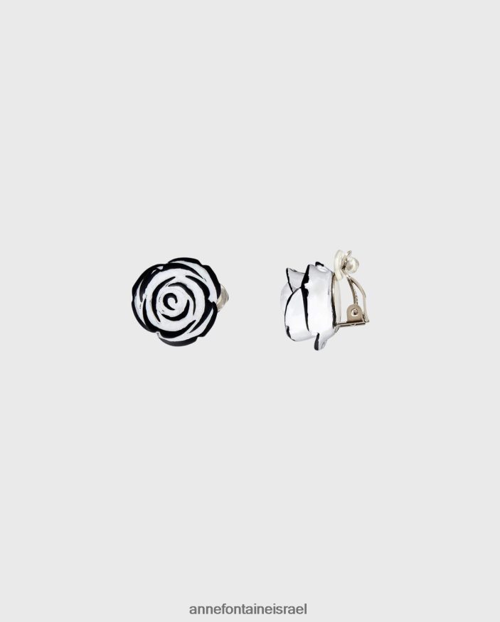 אביזרים Anne Fontaine עגילי פיורה ועגילי קליפס פרחים לבן שחור נשים DL8V8L588
