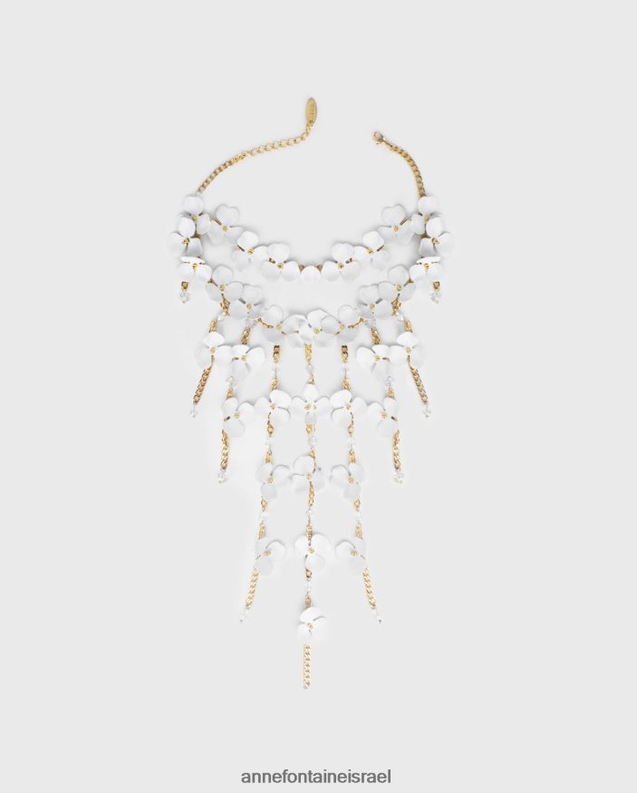 אביזרים Anne Fontaine שרשרת פרליה ארוכה ושרשרת פרחים זהב לבן נשים DL8V8L597