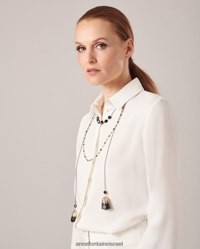 אביזרים Anne Fontaine שרשרת גיילור משולשת שרשרת אבן ועלי כותרת פתוחה מסוגנן נשים DL8V8L599