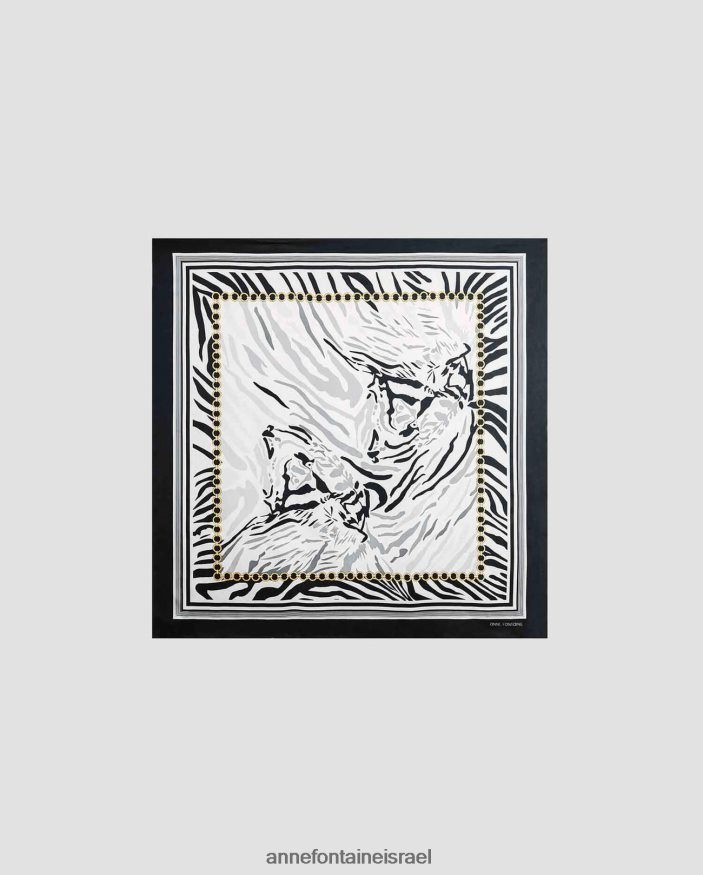 אביזרים Anne Fontaine צעיף טרנה צעיף משי בהדפס זברה לבן שחור נשים DL8V8L611