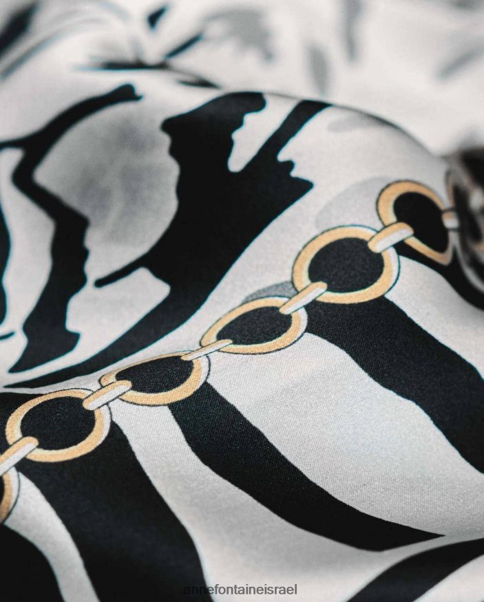אביזרים Anne Fontaine צעיף טרנה צעיף משי בהדפס זברה לבן שחור נשים DL8V8L611
