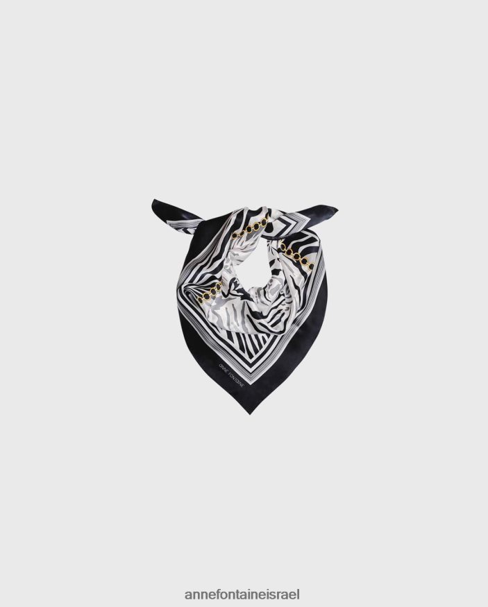 אביזרים Anne Fontaine צעיף טרנה צעיף משי בהדפס זברה לבן שחור נשים DL8V8L611