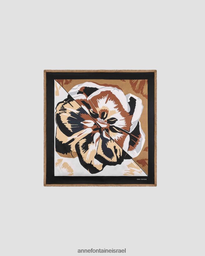 אביזרים Anne Fontaine צעיף טלאי צעיף משי מרובע עם פרטים פִּרחִי נשים DL8V8L612