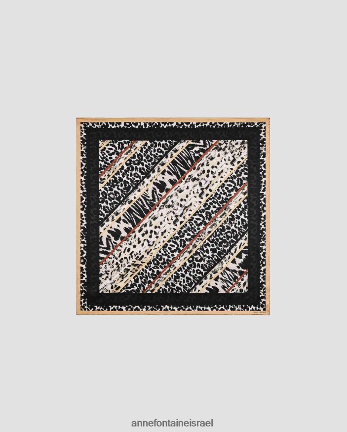 אביזרים Anne Fontaine צעיף טדי צעיף משי מרובע הדפסי חיות נשים DL8V8L613