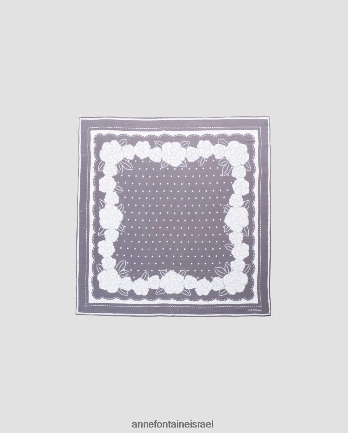 אביזרים Anne Fontaine צעיף אדריאן משי ובמבוק פרחוני אפור נשים DL8V8L619