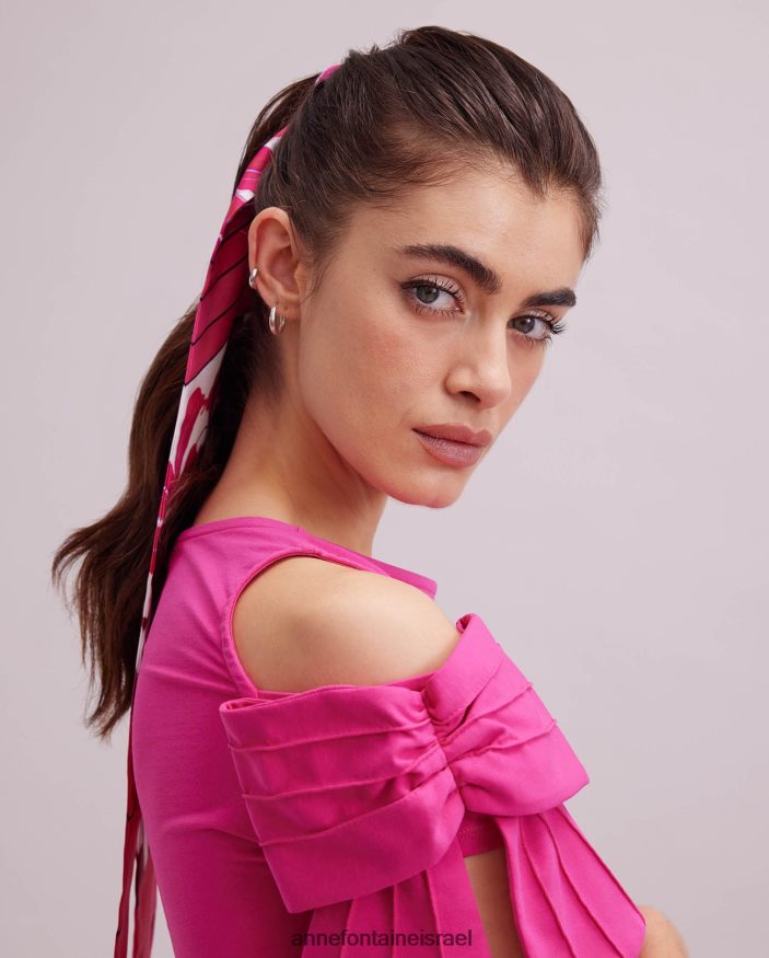 אביזרים Anne Fontaine צעיף פיקה צעיף מצה משי בדוגמא פרחונית ורוד פוקסיה נשים DL8V8L624