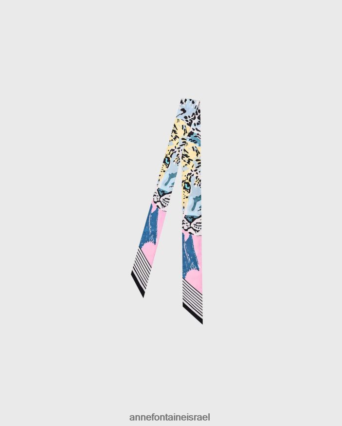 אביזרים Anne Fontaine צעיף טריסטה עניבה טוויל משי נמר עם פסים מסוגנן נשים DL8V8L626