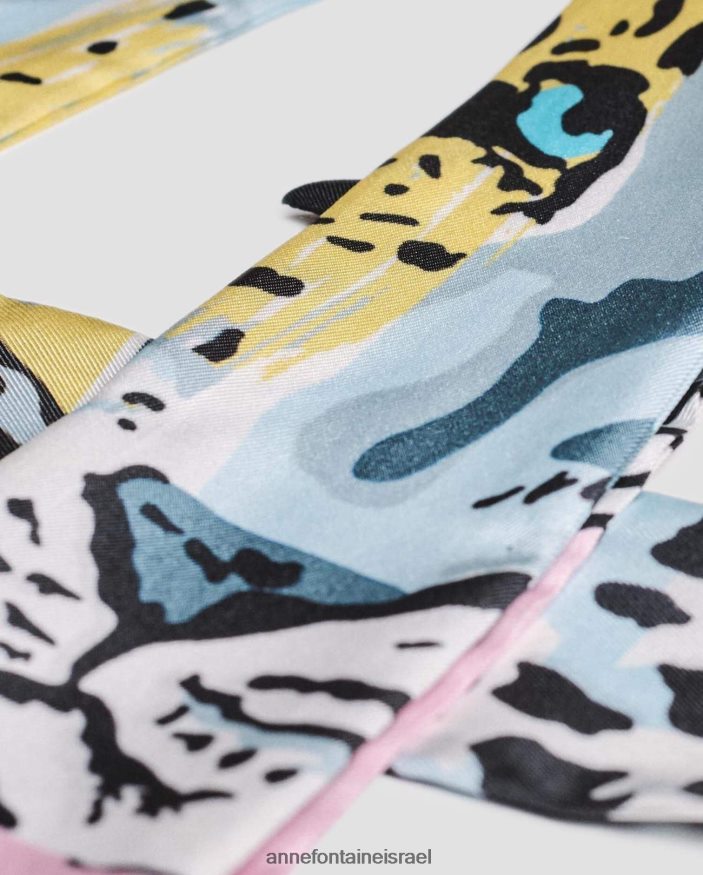 אביזרים Anne Fontaine צעיף טריסטה עניבה טוויל משי נמר עם פסים מסוגנן נשים DL8V8L626