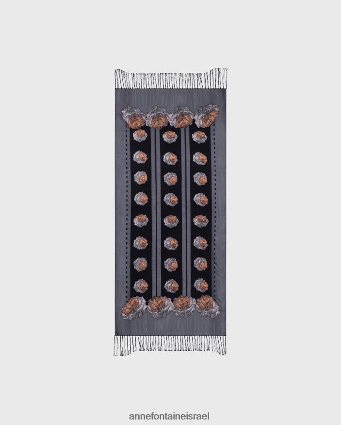 אביזרים Anne Fontaine צעיף יאטצ'י צעיף משי פרחוני עם שוליים שָׁחוֹר נשים DL8V8L632