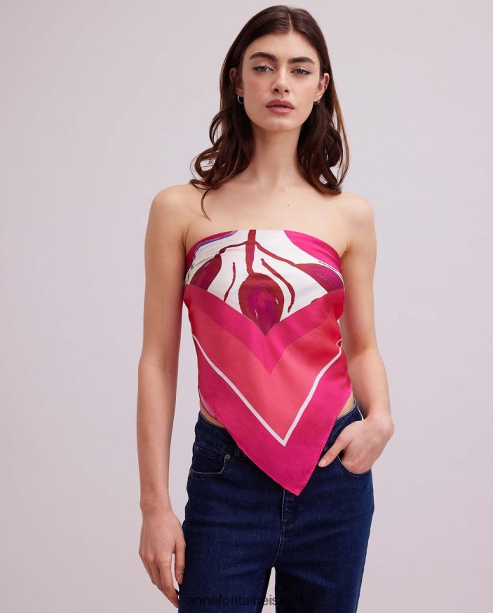 אביזרים Anne Fontaine אורכידאה צעיף משי בהדפס פרחוני ורוד פוקסיה נשים DL8V8L635