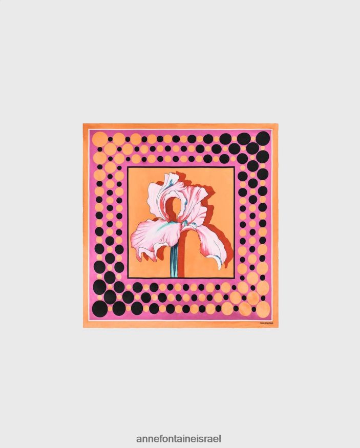 אביזרים Anne Fontaine צעיף משי צעיף מרובע משי בגוון מודגש ו תפוז/פוקסיה נשים DL8V8L636