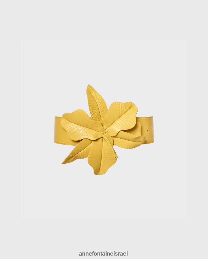 אביזרים Anne Fontaine חגורת קארי באסקית חגורת עור רחבה עם מוטיב פרחוני גדול מדי צהוב נשים DL8V8L642