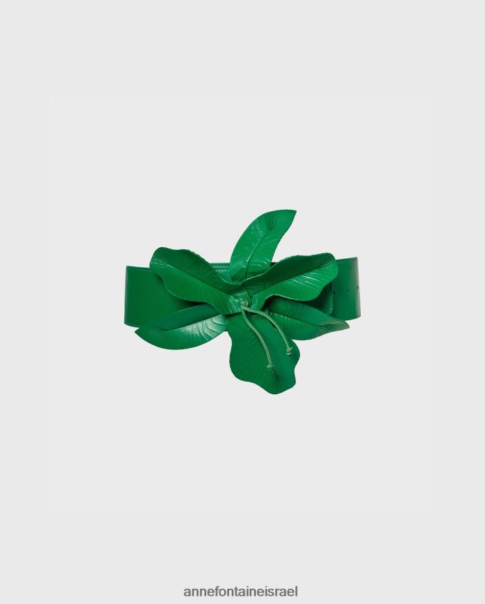 אביזרים Anne Fontaine חגורת קארי באסקית חגורת עור רחבה עם מוטיב פרחוני גדול מדי ירוק נשים DL8V8L643