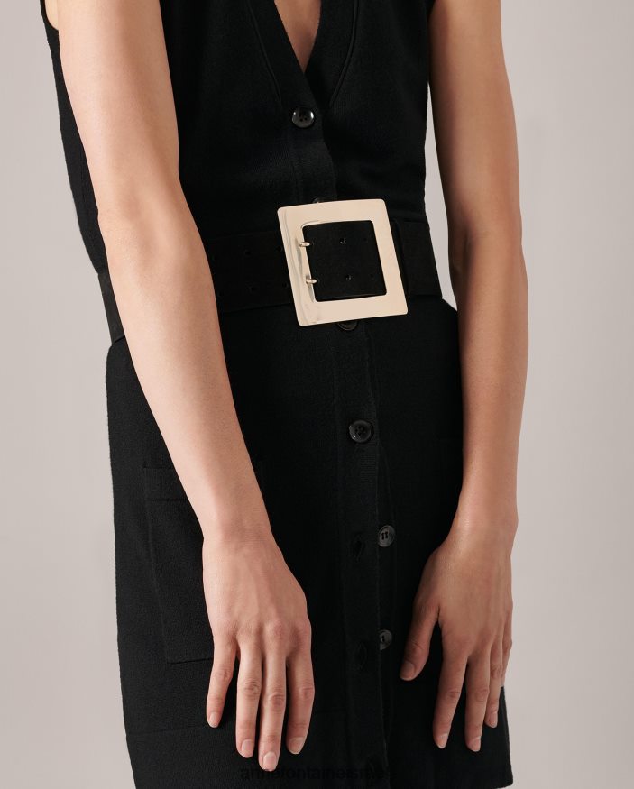 אביזרים Anne Fontaine חגורת בבל חגורת זמש רחבה עם אבזם סטייטמנט זהב שחור נשים DL8V8L646