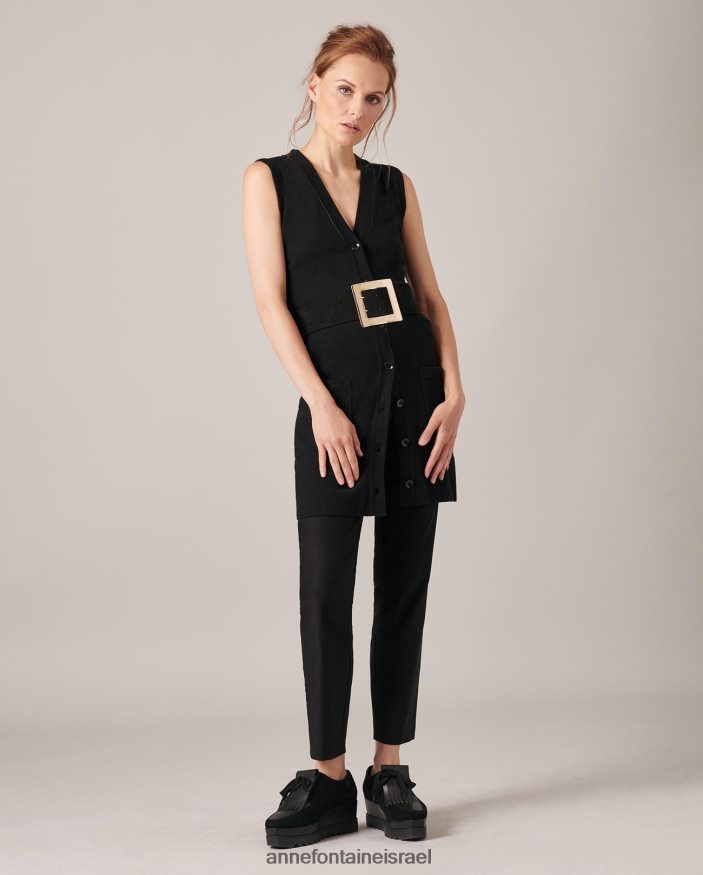 אביזרים Anne Fontaine חגורת בבל חגורת זמש רחבה עם אבזם סטייטמנט זהב שחור נשים DL8V8L646