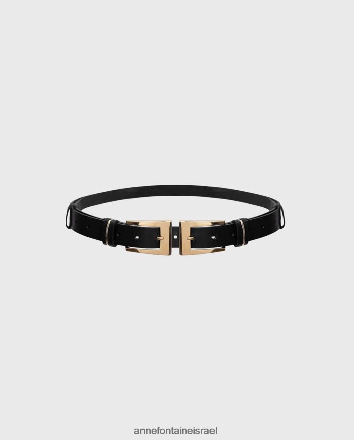 אביזרים Anne Fontaine חגורת וואלה חגורת עור עם אבזמים זהב שחור נשים DL8V8L648