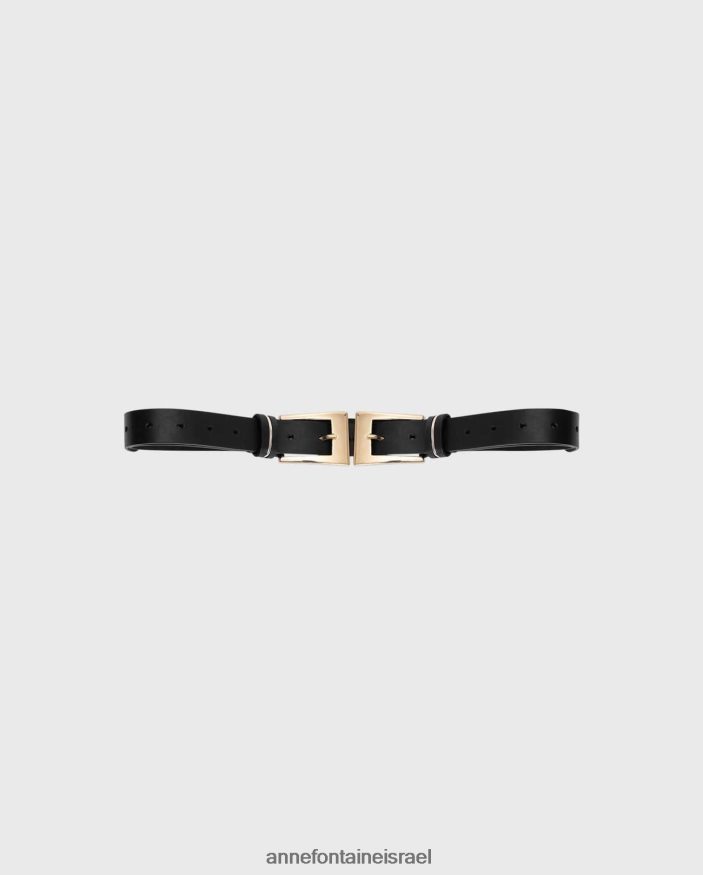 אביזרים Anne Fontaine חגורת וואלה חגורת עור עם אבזמים זהב שחור נשים DL8V8L648