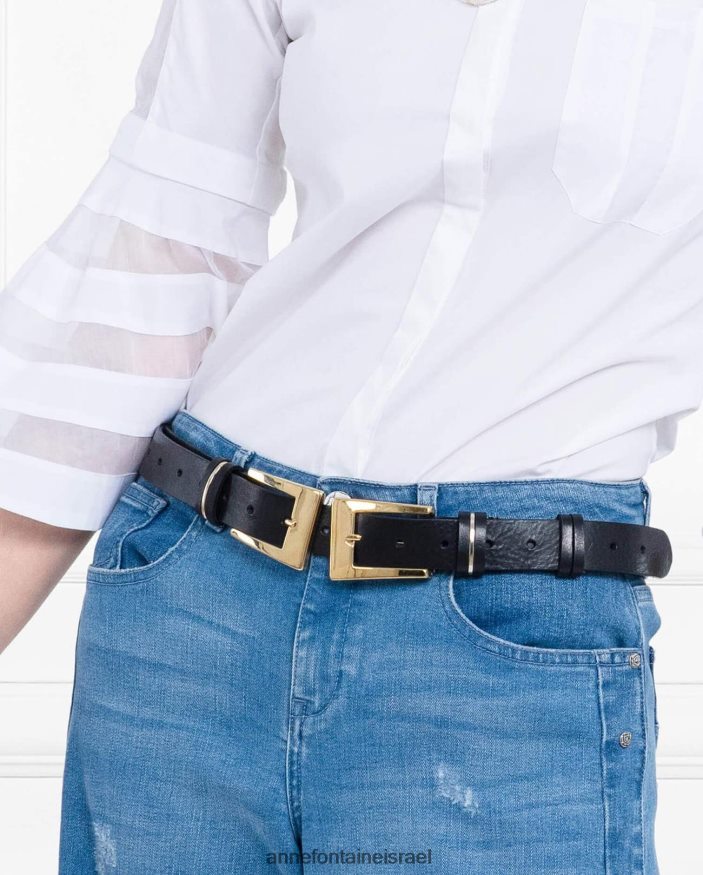 אביזרים Anne Fontaine חגורת וואלה חגורת עור עם אבזמים זהב שחור נשים DL8V8L648