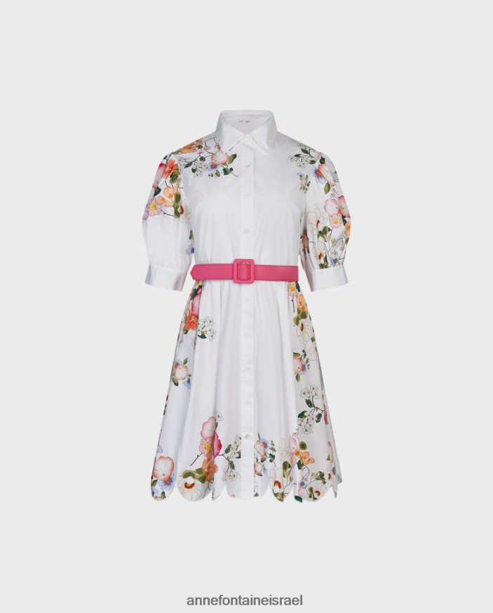 הַלבָּשָׁה Anne Fontaine שמלת חולצה של מימוזה עם פרטי דפוס פרחוני צבעוני לבן נשים DL8V8L64