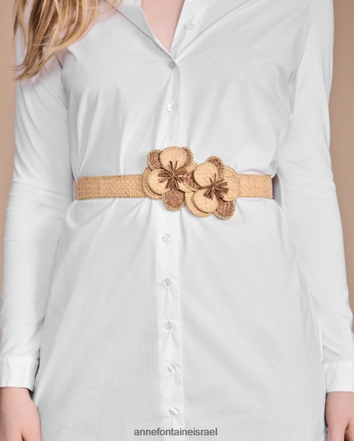 אביזרים Anne Fontaine חגורת אמלי בוהו חגורת קש רפיה דקה עם פרחים נשלפים מסוגנן נשים DL8V8L650