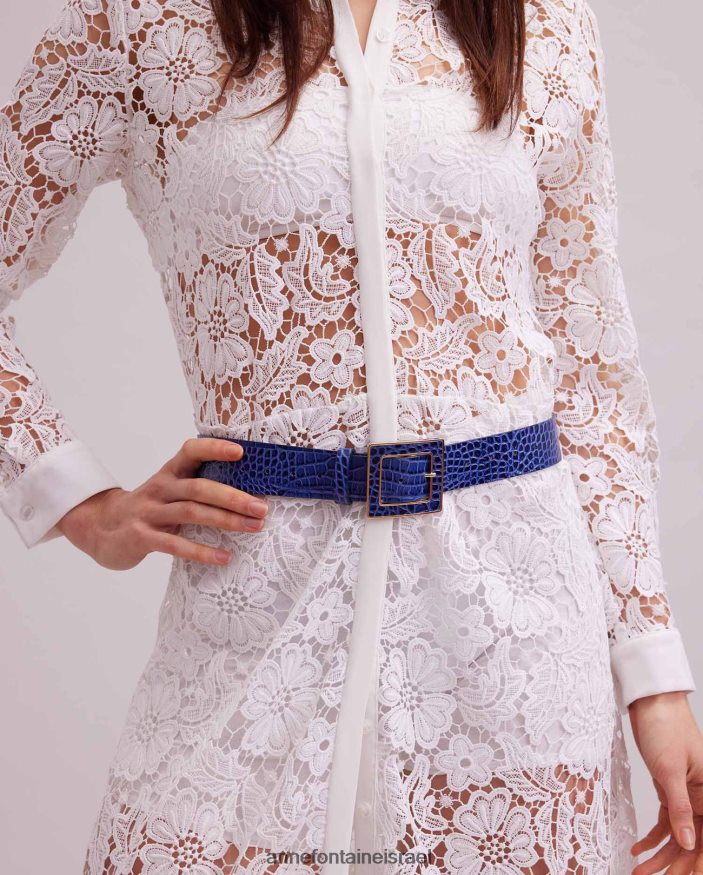 אביזרים Anne Fontaine חגורת סאגר חגורת עור עם תבליט קרוקס כְּחוֹל נשים DL8V8L654