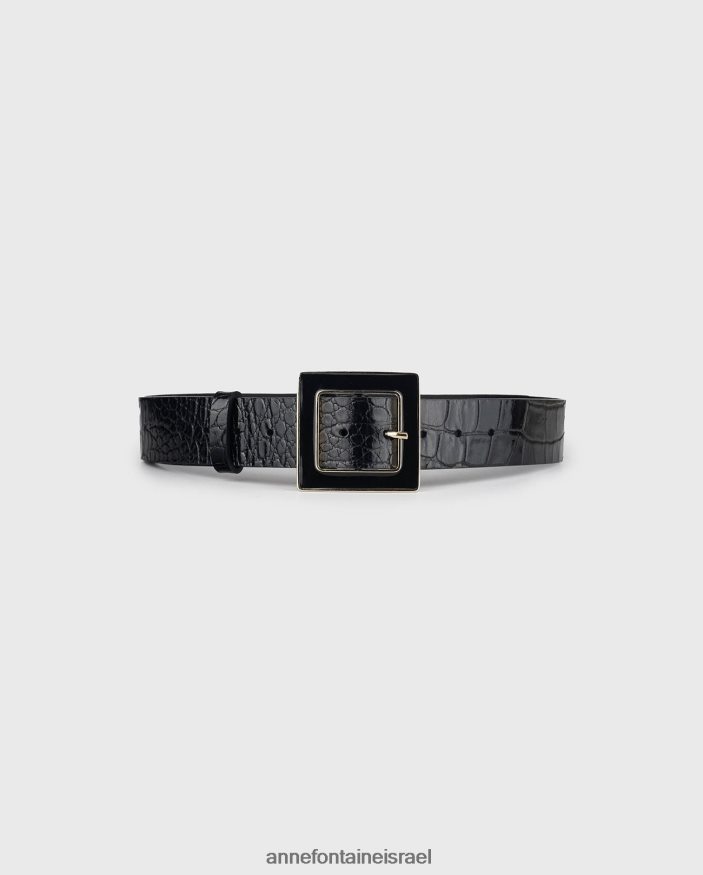 אביזרים Anne Fontaine חגורת עור מובלטת צפונית מ"מ מבריקה שָׁחוֹר נשים DL8V8L655