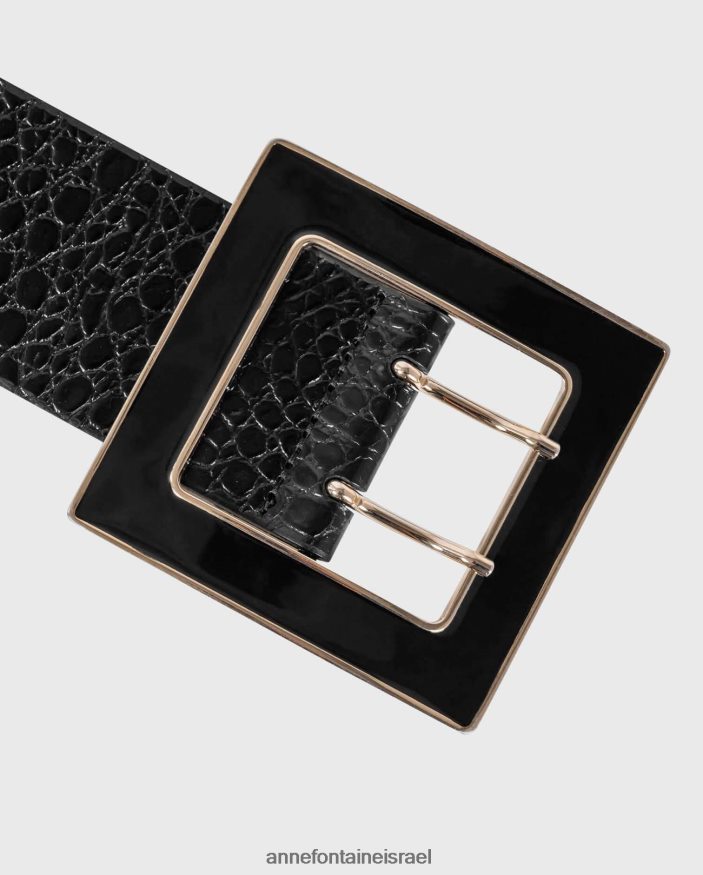 אביזרים Anne Fontaine חגורה צפונית מעור עם תבליט קרוקס בצבע מבריק שָׁחוֹר נשים DL8V8L657