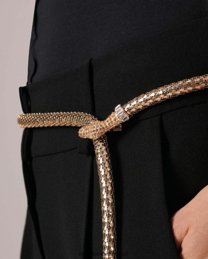 אביזרים Anne Fontaine חגורת איסלה חגורת נחש מתכת זהב לבן נשים DL8V8L659