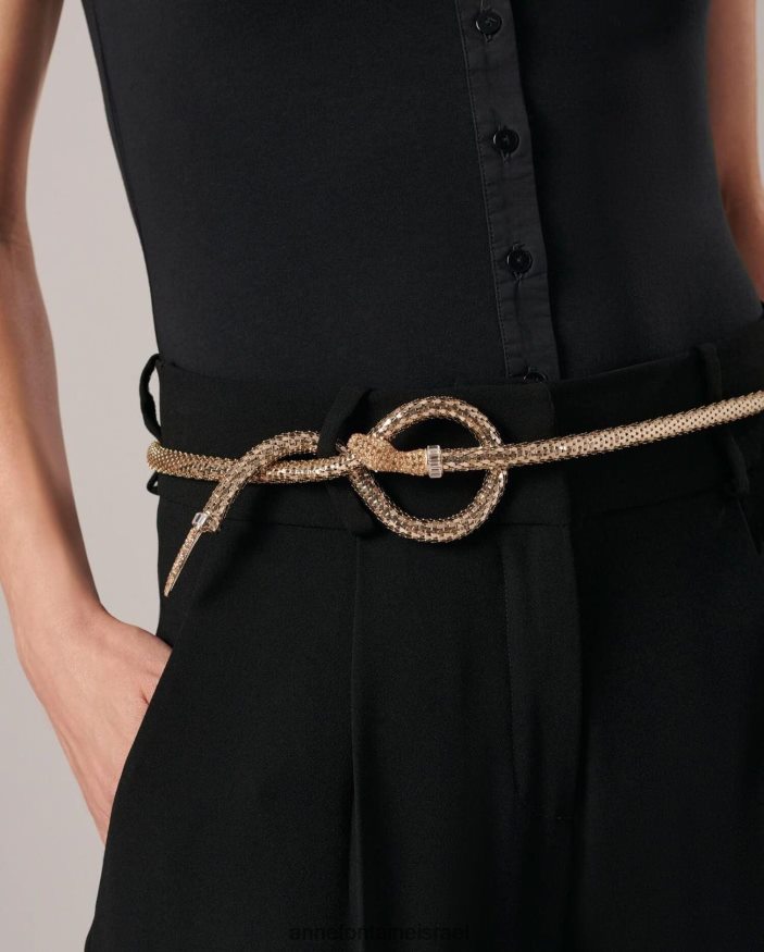 אביזרים Anne Fontaine חגורת איסלה חגורת נחש מתכת זהב לבן נשים DL8V8L659