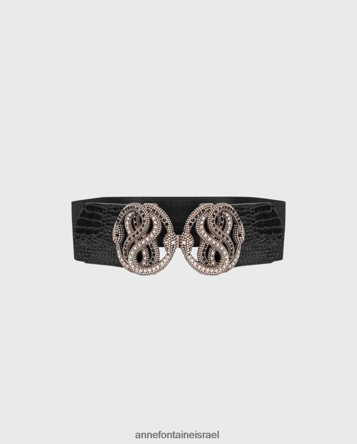 אביזרים Anne Fontaine חגורת נוקונל אלסטית וחגורת עור עם פרטים מוטבעים בקרוק שָׁחוֹר נשים DL8V8L665