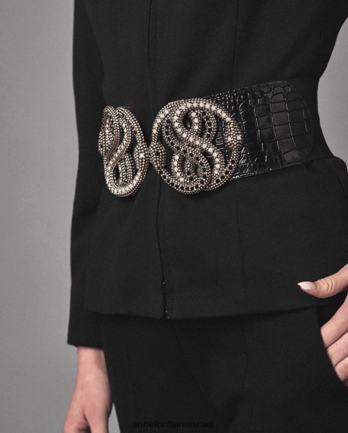 אביזרים Anne Fontaine חגורת נוקונל אלסטית וחגורת עור עם פרטים מוטבעים בקרוק שָׁחוֹר נשים DL8V8L665