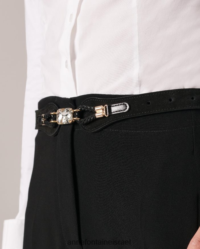 אביזרים Anne Fontaine חגורת אמבט חגורת עור מפוצלת עם אבן קריסטל מסוגנן נשים DL8V8L671