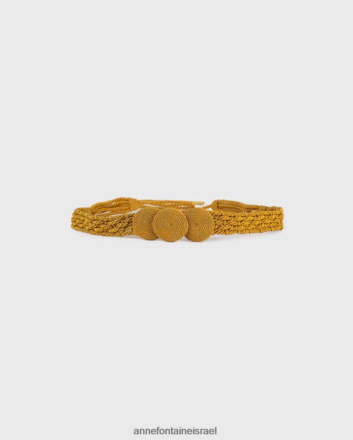 אביזרים Anne Fontaine חגורת חבל חגורת פרקינס עם בד מעוות ושלושה עיגולים מרכזיים זהב נשים DL8V8L680