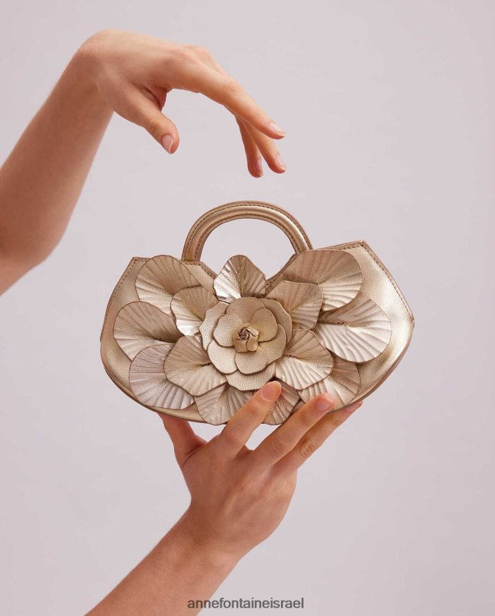 תיקים Anne Fontaine תיק יד מיני של סקרלט חתימת עור מיני פרחוני זהב נשים DL8V8L684