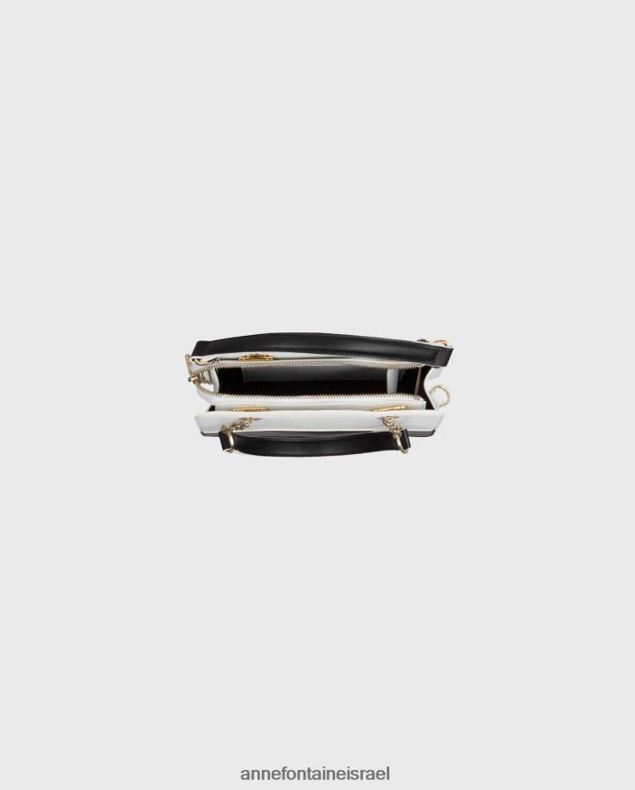 תיקים Anne Fontaine תיק יד אייסברג תיק עור עם פרט פרחוני לבן שחור נשים DL8V8L704