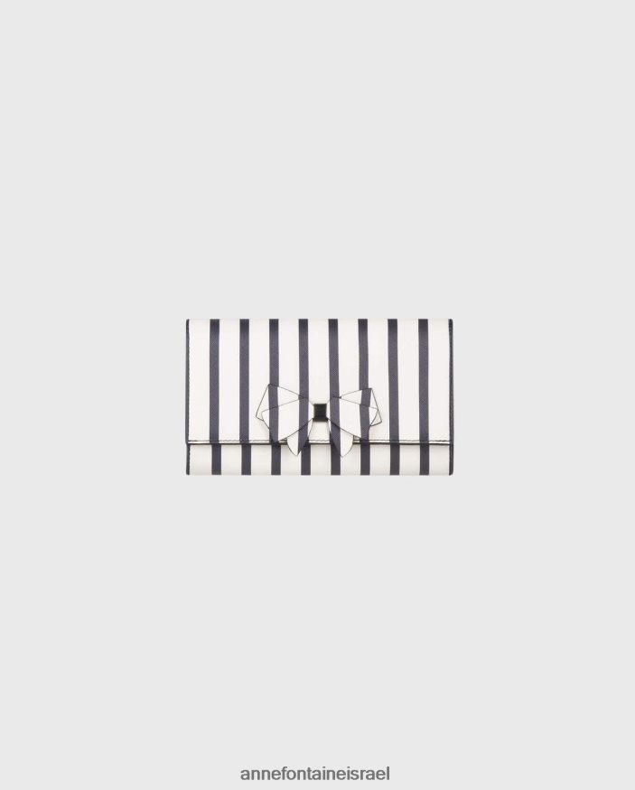 תיקים Anne Fontaine תיק יד איוואן מפוספס מעור חיל הים/לבן נשים DL8V8L706