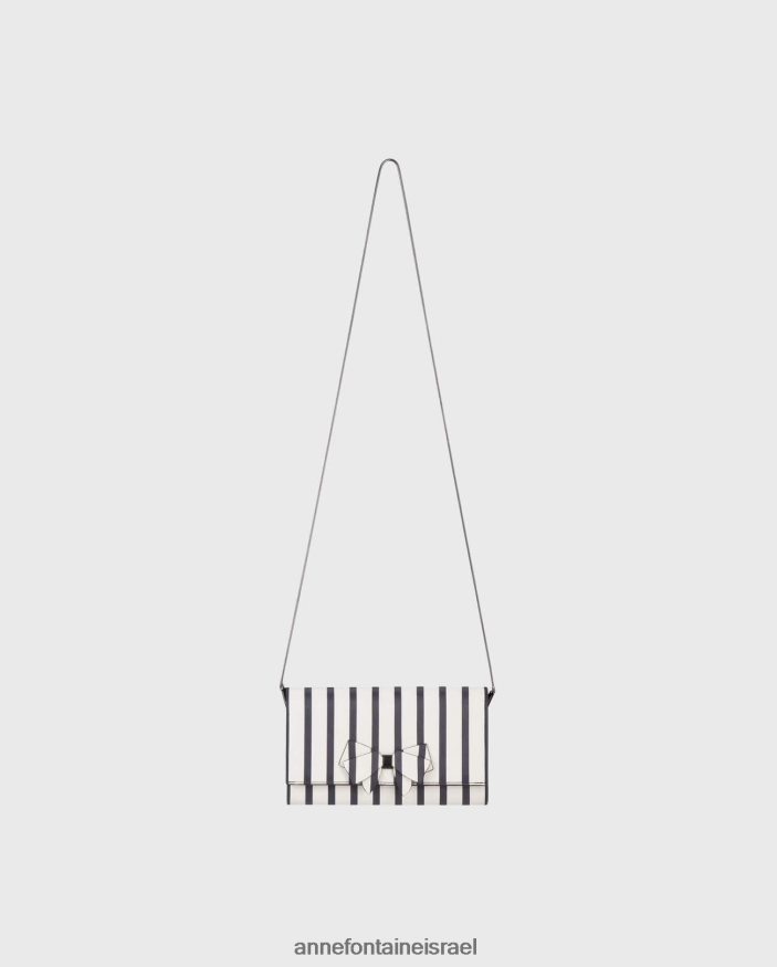 תיקים Anne Fontaine תיק יד איוואן מפוספס מעור חיל הים/לבן נשים DL8V8L706