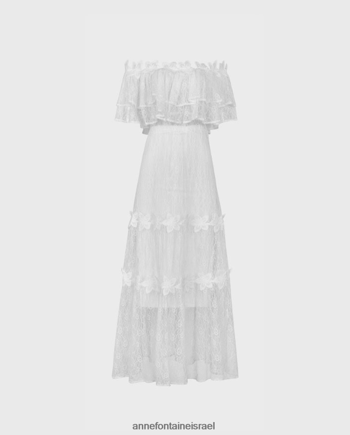 הַלבָּשָׁה Anne Fontaine שמלת לאמקסי של אלוהה מהכתף עם פרטי תחרה לבן נשים DL8V8L83