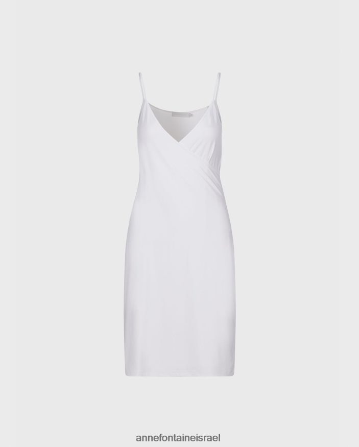 הַלבָּשָׁה Anne Fontaine שמלת קמיזה של צ'אני עם קו צוואר בסגנון מעטפת ורצועות דקות לבן נשים DL8V8L88