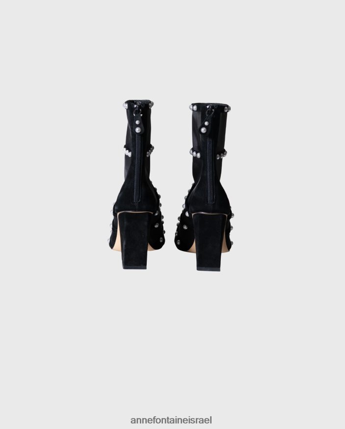 נעליים Anne Fontaine מגף דציבל מגפי רשת שקופים עם עקב בלוק שָׁחוֹר נשים DL8V8L8