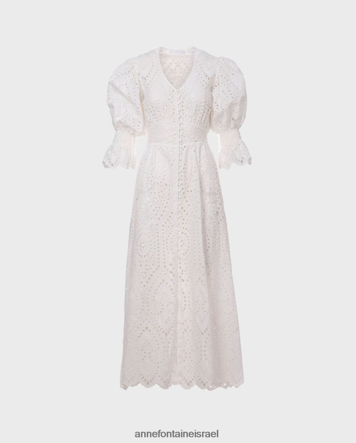 הַלבָּשָׁה Anne Fontaine שמלת מקסי רקומה עם עיניים לא מרופדות של קרקס לבן נשים DL8V8L96