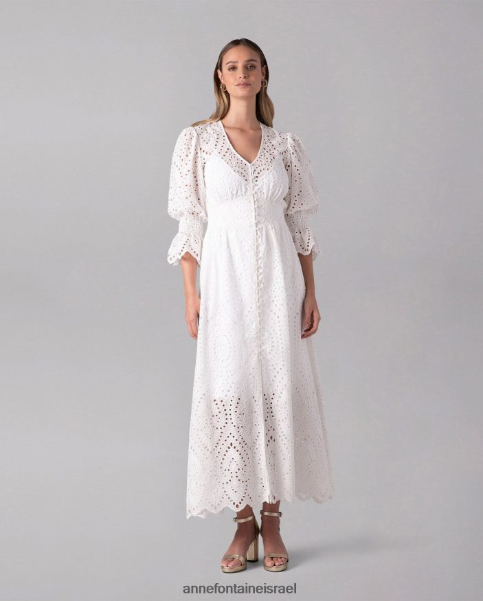 הַלבָּשָׁה Anne Fontaine שמלת מקסי רקומה עם עיניים לא מרופדות של קרקס לבן נשים DL8V8L96