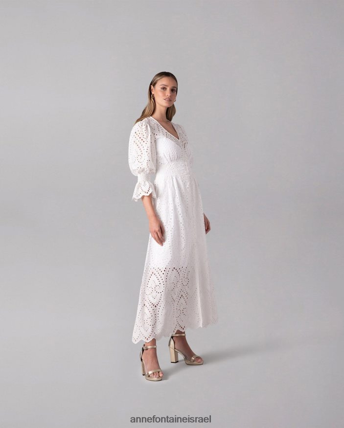 הַלבָּשָׁה Anne Fontaine שמלת מקסי רקומה עם עיניים לא מרופדות של קרקס לבן נשים DL8V8L96