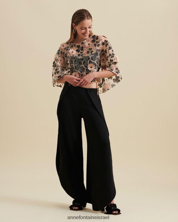 הַלבָּשָׁה Anne Fontaine Lafitenia cape 3d toper כתף פִּרחִי נשים DL8V8L459